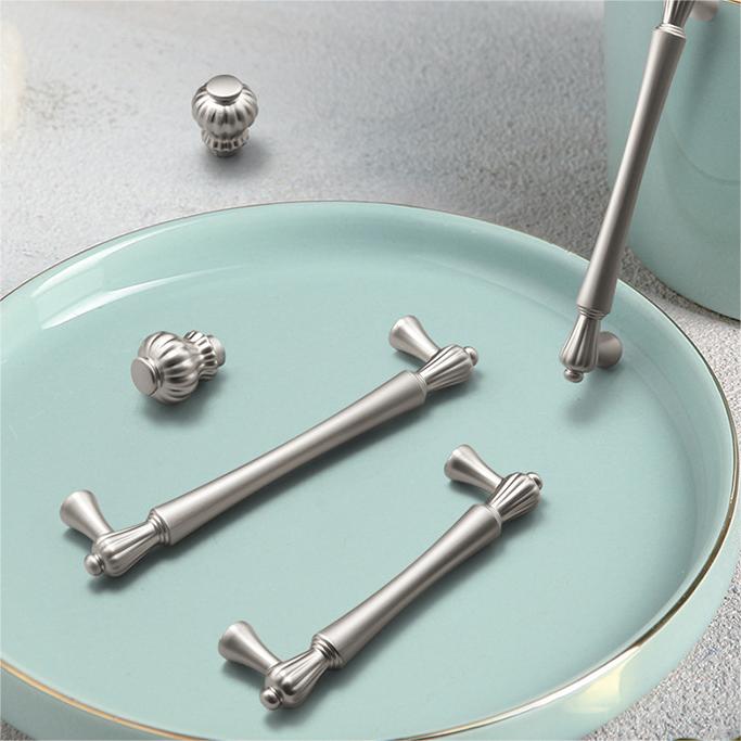 Stylish Silver Bar Drawer Pulls Handles for Bedroom