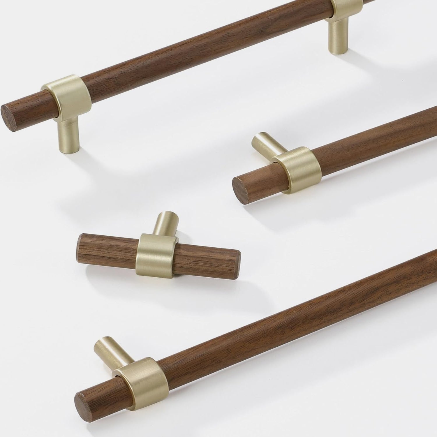 Vintage Wooden Brass Cabinet Pull Handles