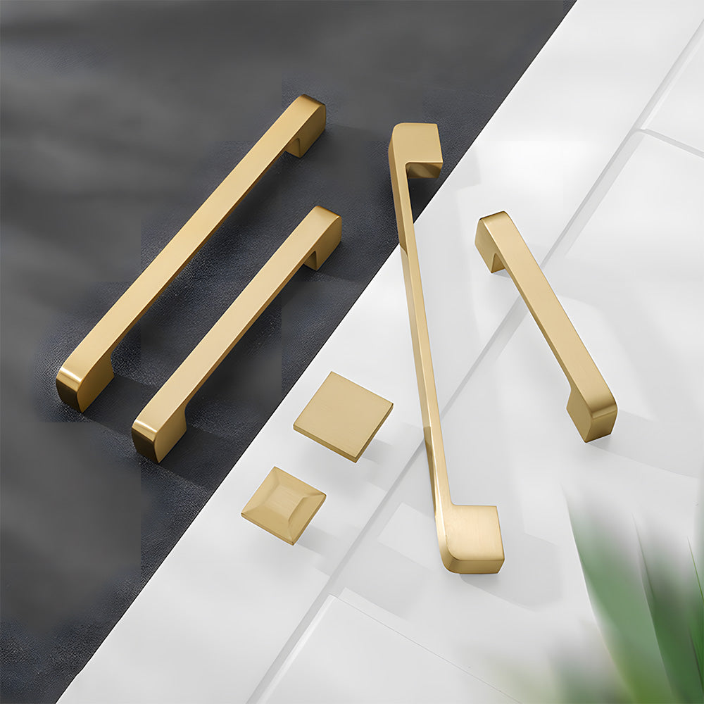Square Gold Solid Brass Kitchen Cabinet Pulls