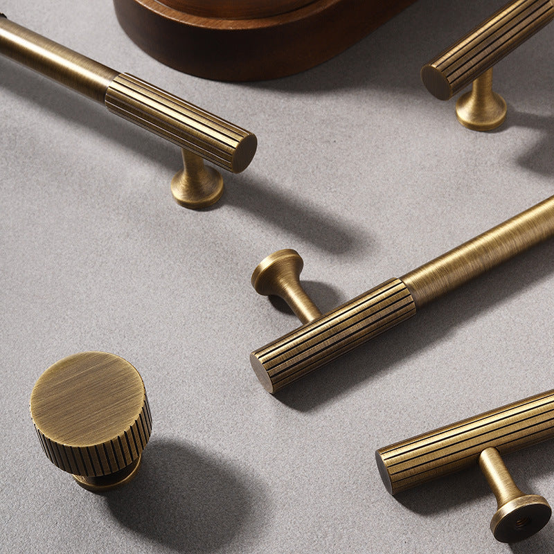 Luxury Stripe Antique Bronze Pure Copper Cabinet Handles