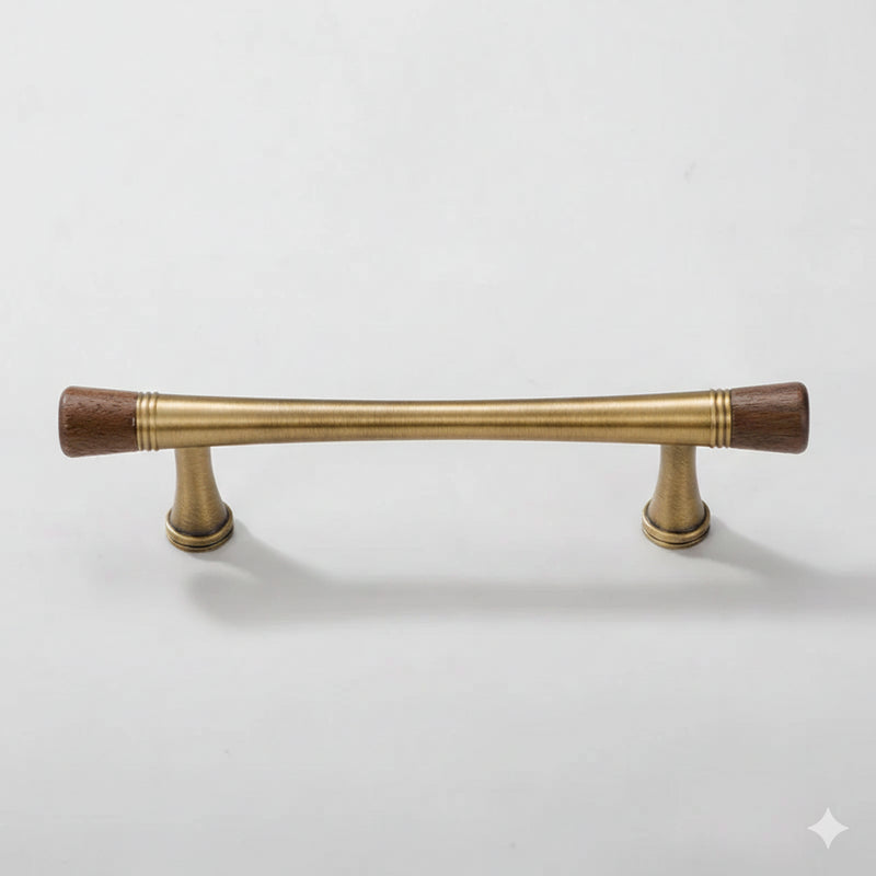 Vintage Walnut Brass Cabinet Pulls
