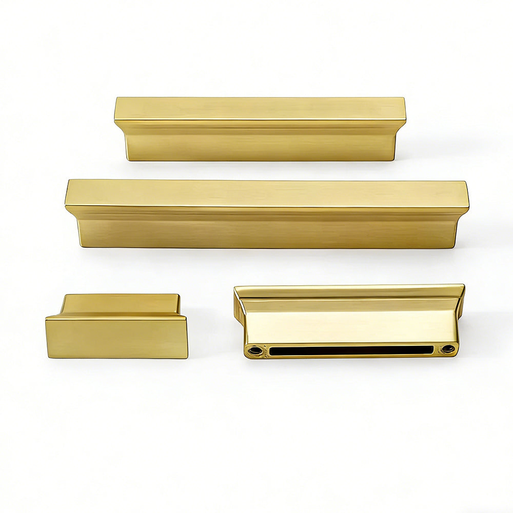 Brushed Gold Trapezoid Cabinet Handles
