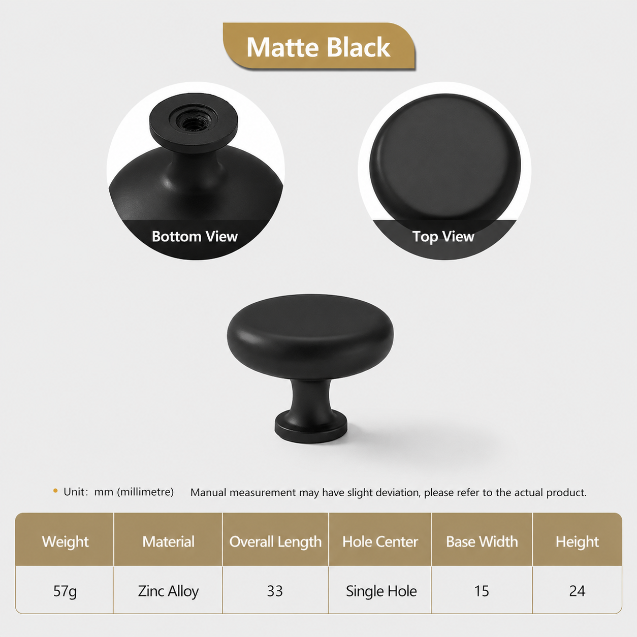 Matt Black Zinc Alloy Cabinet Handles For Kitchen