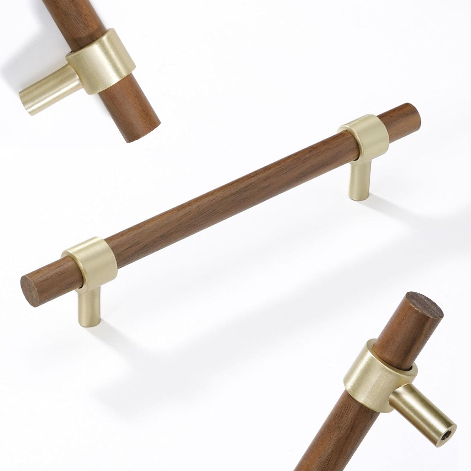 Vintage Schrankgriffe aus Holz und Messing