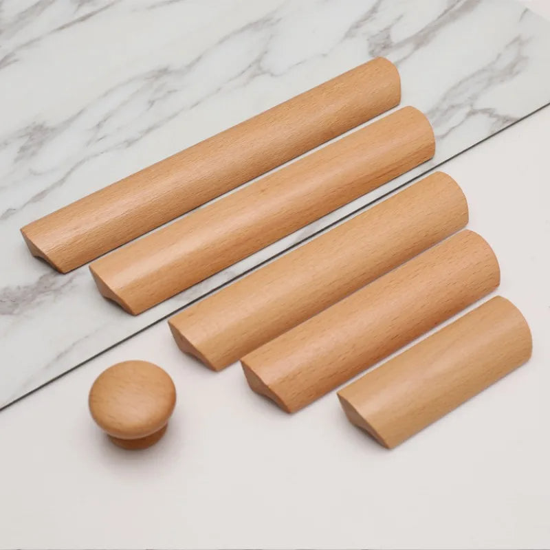 Simple Beech Wood Cabinet Handles