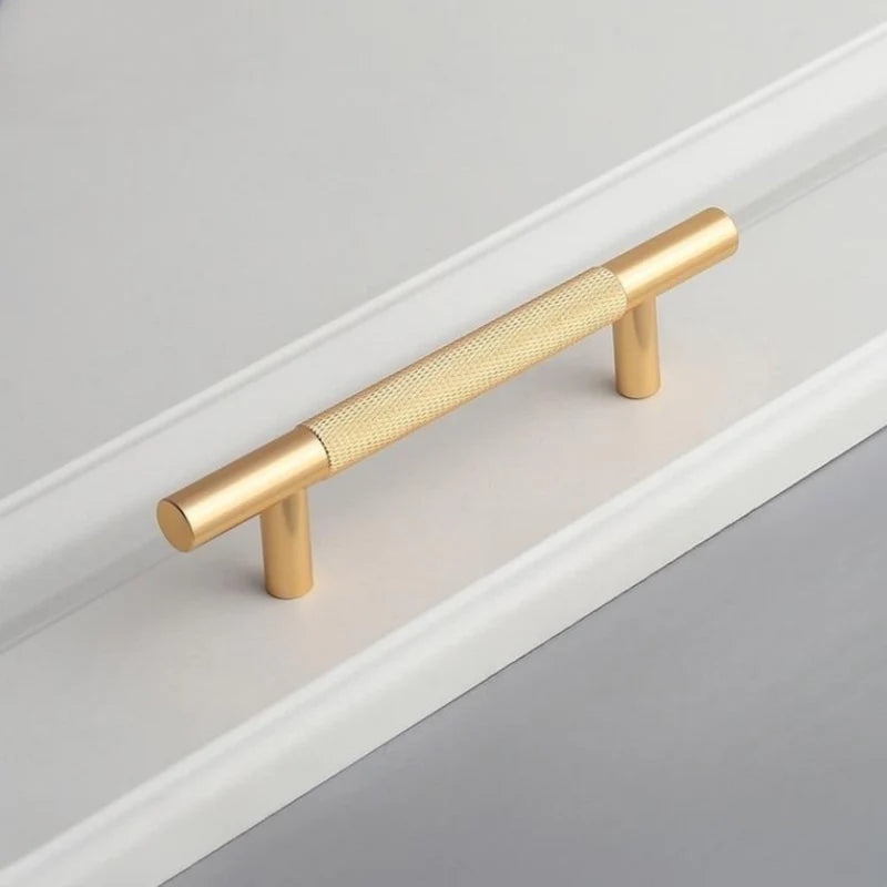 Retro Gold Solid Brass Knurled Cabinet Handles