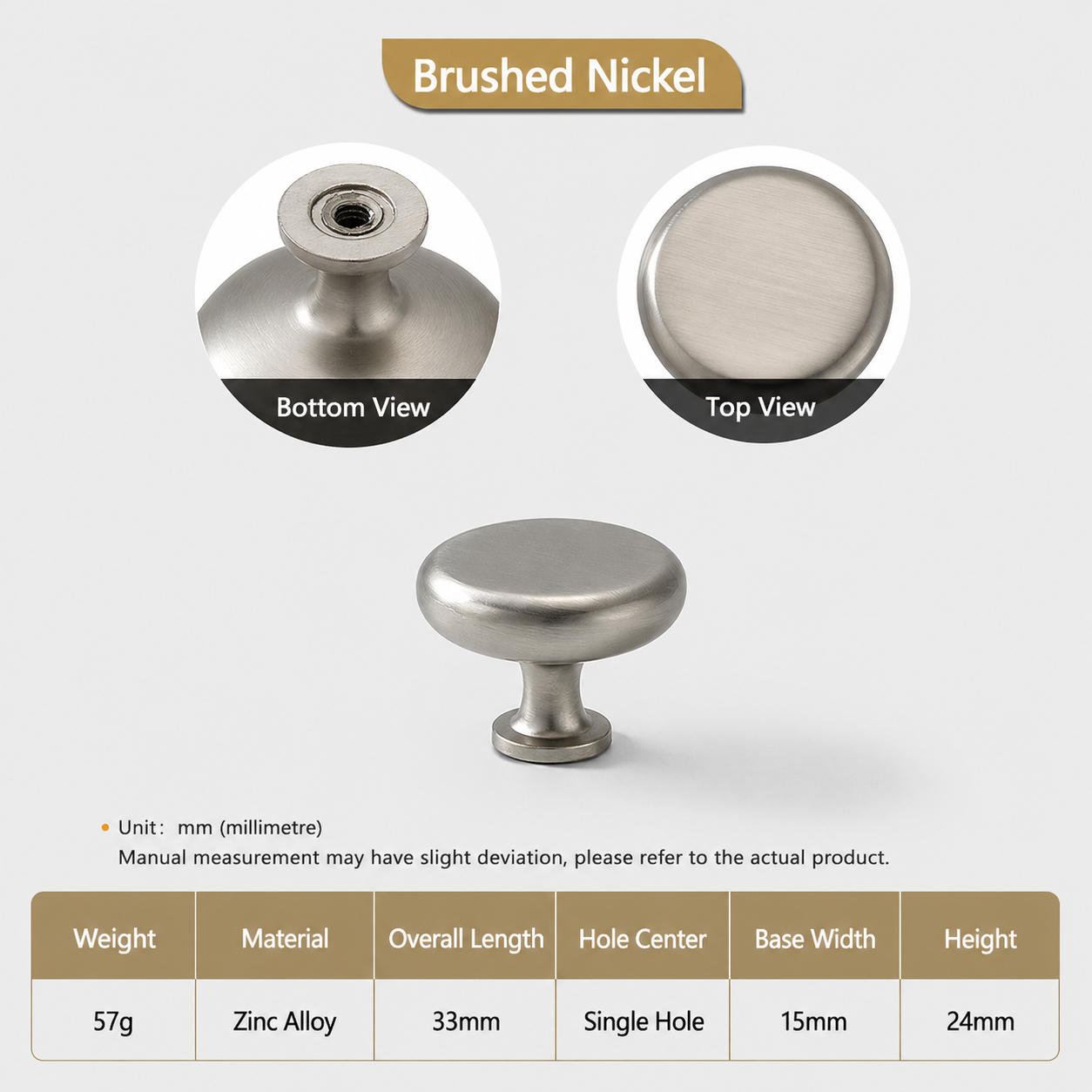 Brushed Nickel Zinc Alloy Cabinet Handles For Kitchen