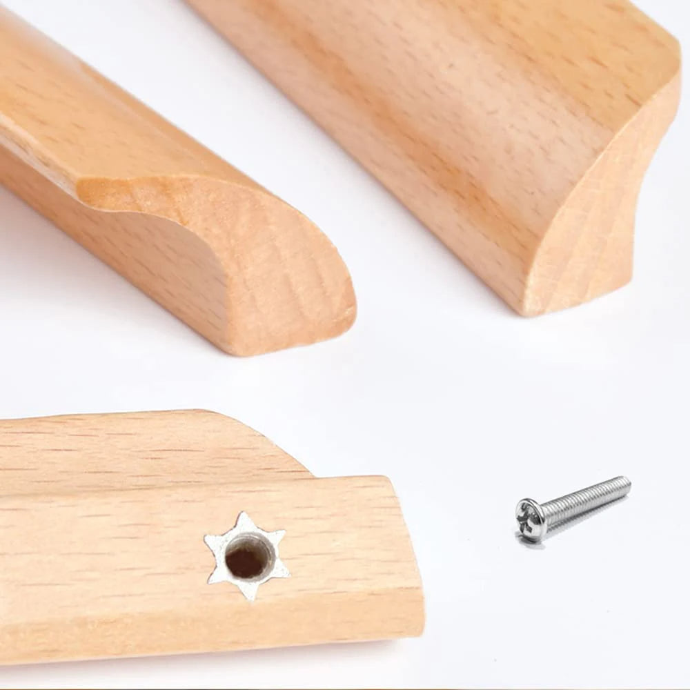 Simple Beech Wood Cabinet Handles