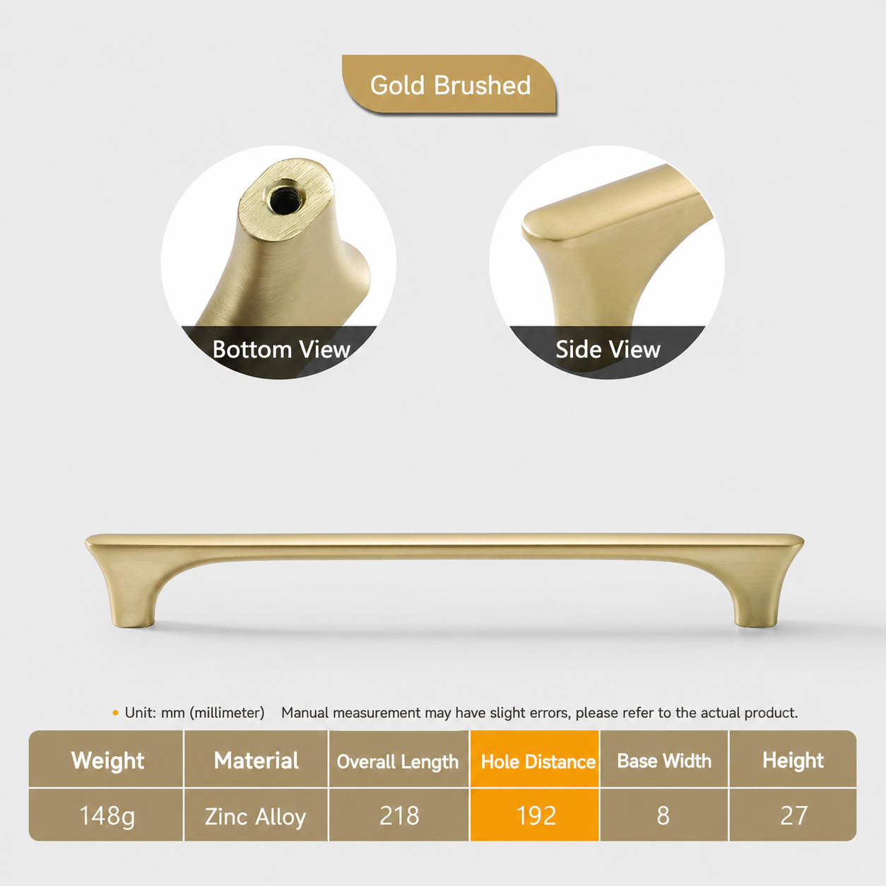 Modern Gold Zinc Alloy Cabinet Handles For Kitchen