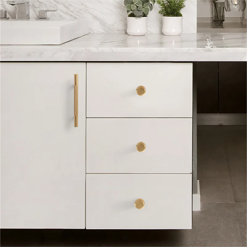 Modern Aluminum Gold Knurled Kitchen Cabinet Pulls Bar Handles