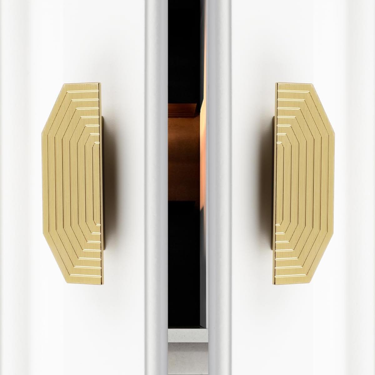 Modern Rectangle Aluminum Alloy Gold Kitchen Cupboard Pulls