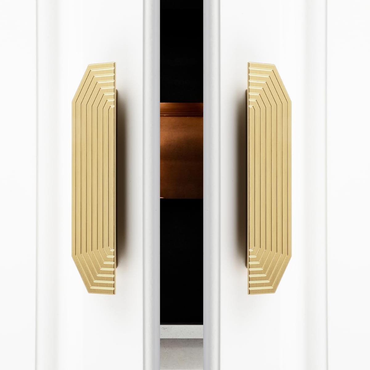 Modern Rectangle Aluminum Alloy Gold Kitchen Cupboard Pulls