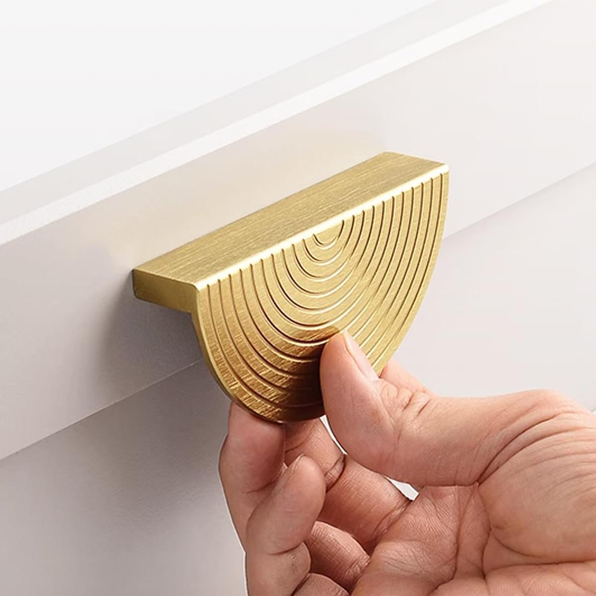 Semi-Circle Aluminum Alloy Gold Cabinet Door Handles For Kitchen