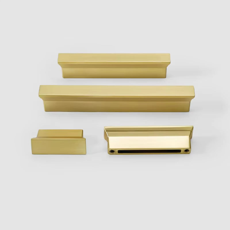 Brushed Gold Trapezoid Cabinet Handles