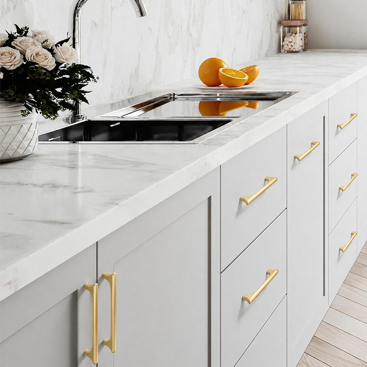 Modern Gold Zinc Alloy Cabinet Handles For Kitchen