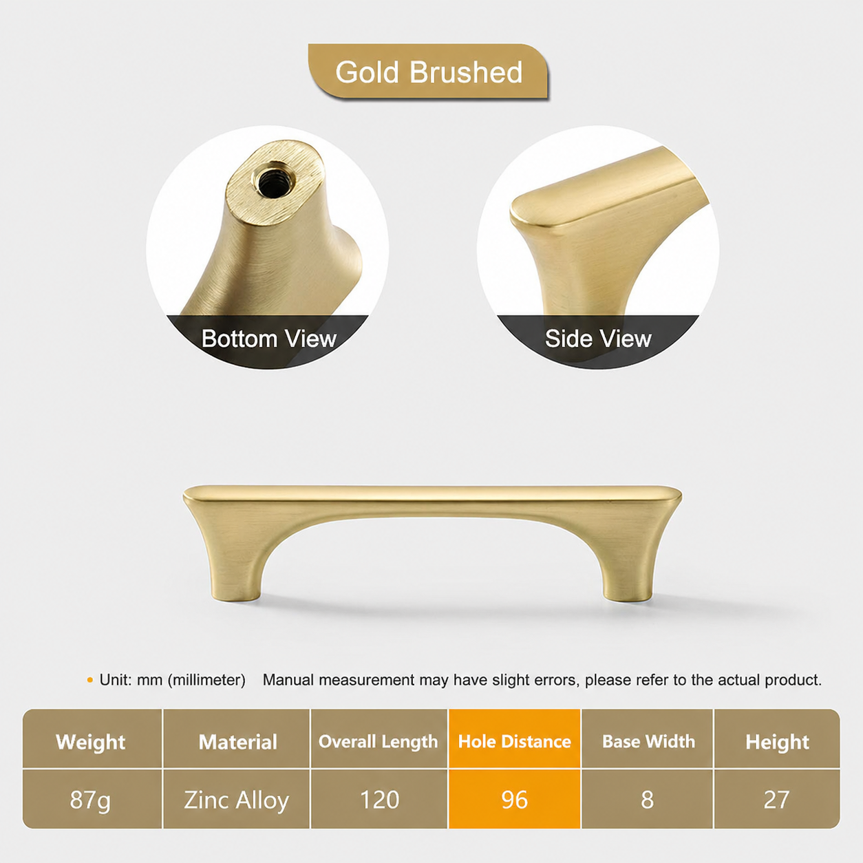 Modern Gold Zinc Alloy Cabinet Handles For Kitchen