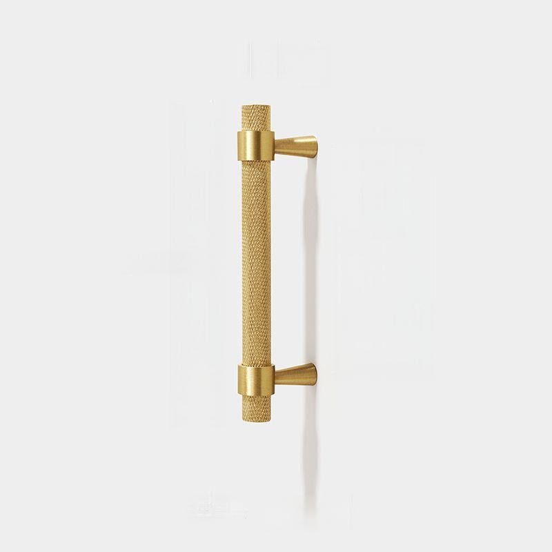 Vintage Solid Brass Gold Knurled Cabinet Drawer Handles