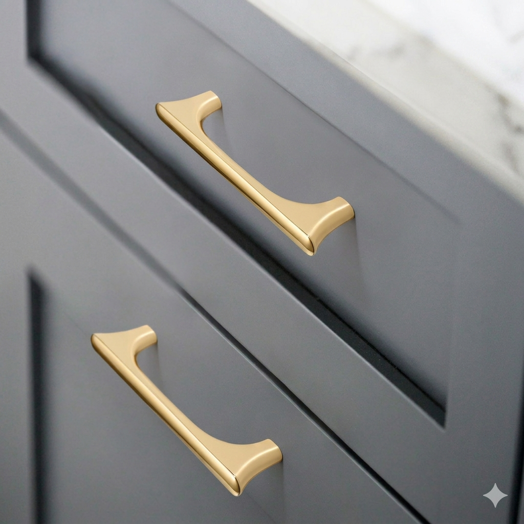 Modern Gold Zinc Alloy Cabinet Handles For Kitchen