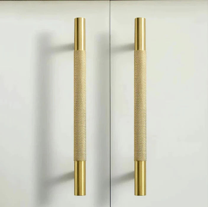 Retro Gold Massiv Messing Gerändelte Griffe