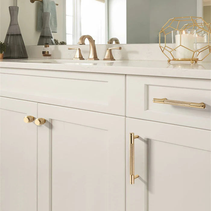 Modern Aluminum Gold Knurled Kitchen Cabinet Pulls Bar Handles