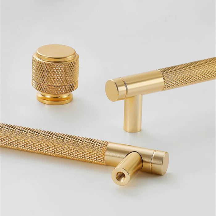 Modern Aluminum Gold Knurled Kitchen Cabinet Pulls Bar Handles