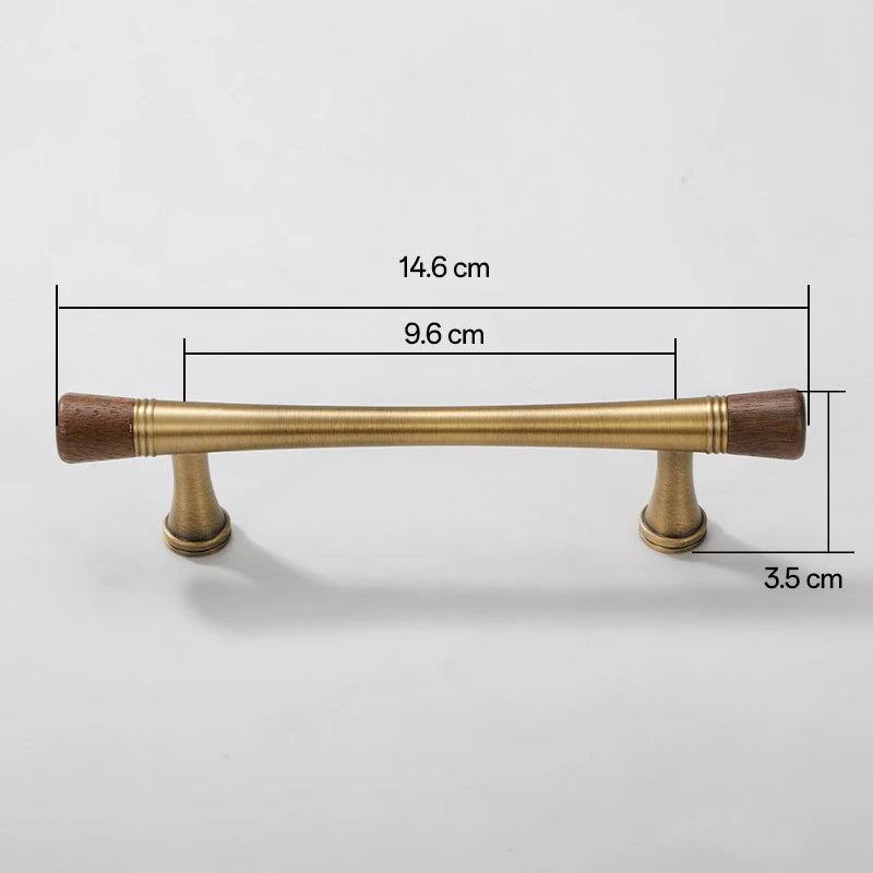 Antike Nussbaum-Messing-Schubladengriffe