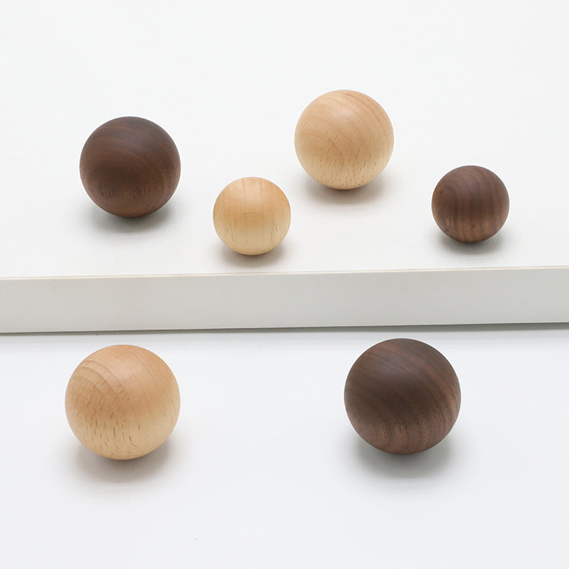 Beech and Walnut Wood Round Knobs