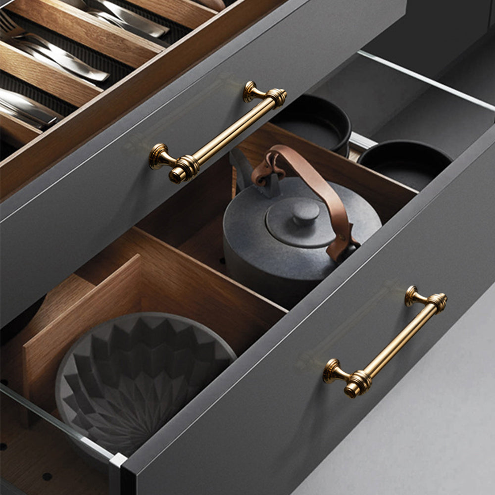 Modern Brushed Gold Polished Kitchen Cabinet Cupboard Handles