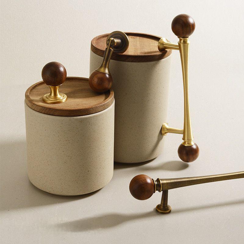 Moderne Messing Walnussgold Küchenschrankgriffe