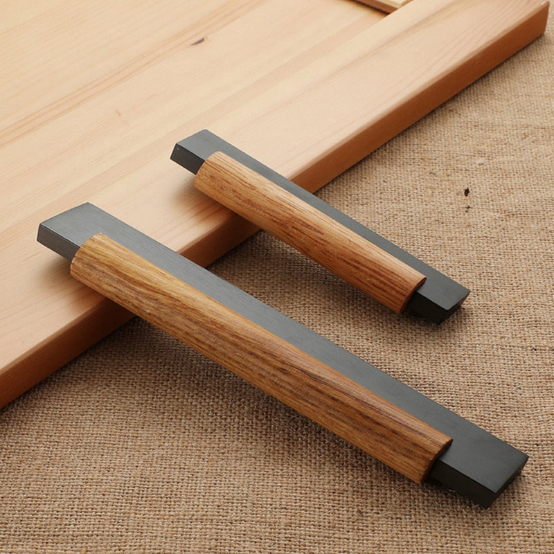Black Wooden Kitchen Cabinet Handles Bar Pulls for Cabinets