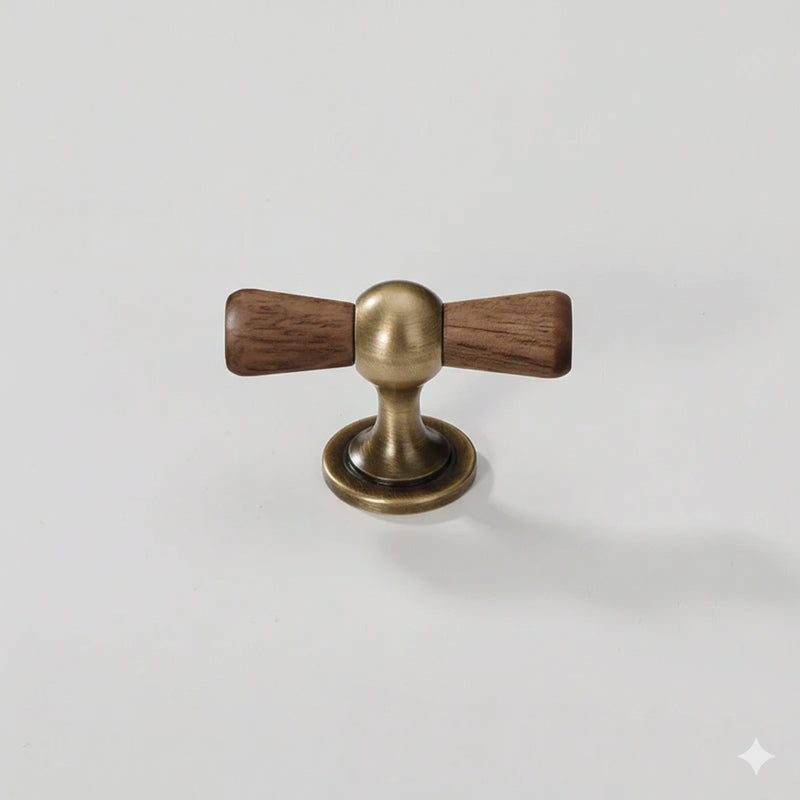 Antike Nussbaum-Messing-Schubladengriffe