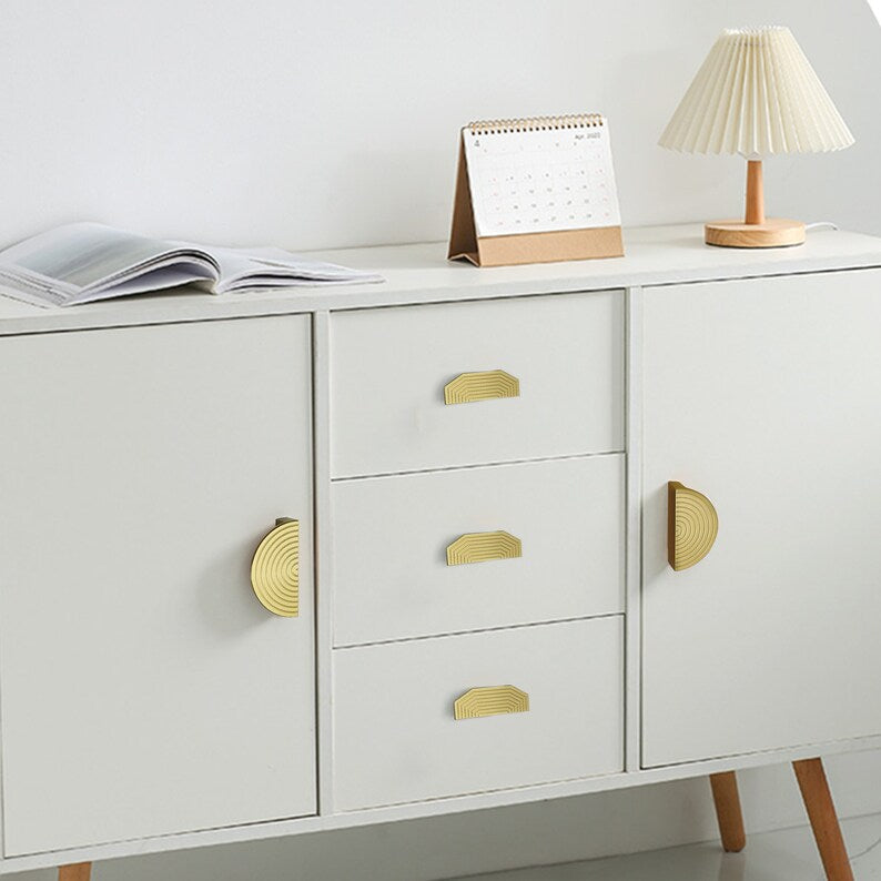 Semi-Circle Aluminum Alloy Gold Cabinet Door Handles For Kitchen
